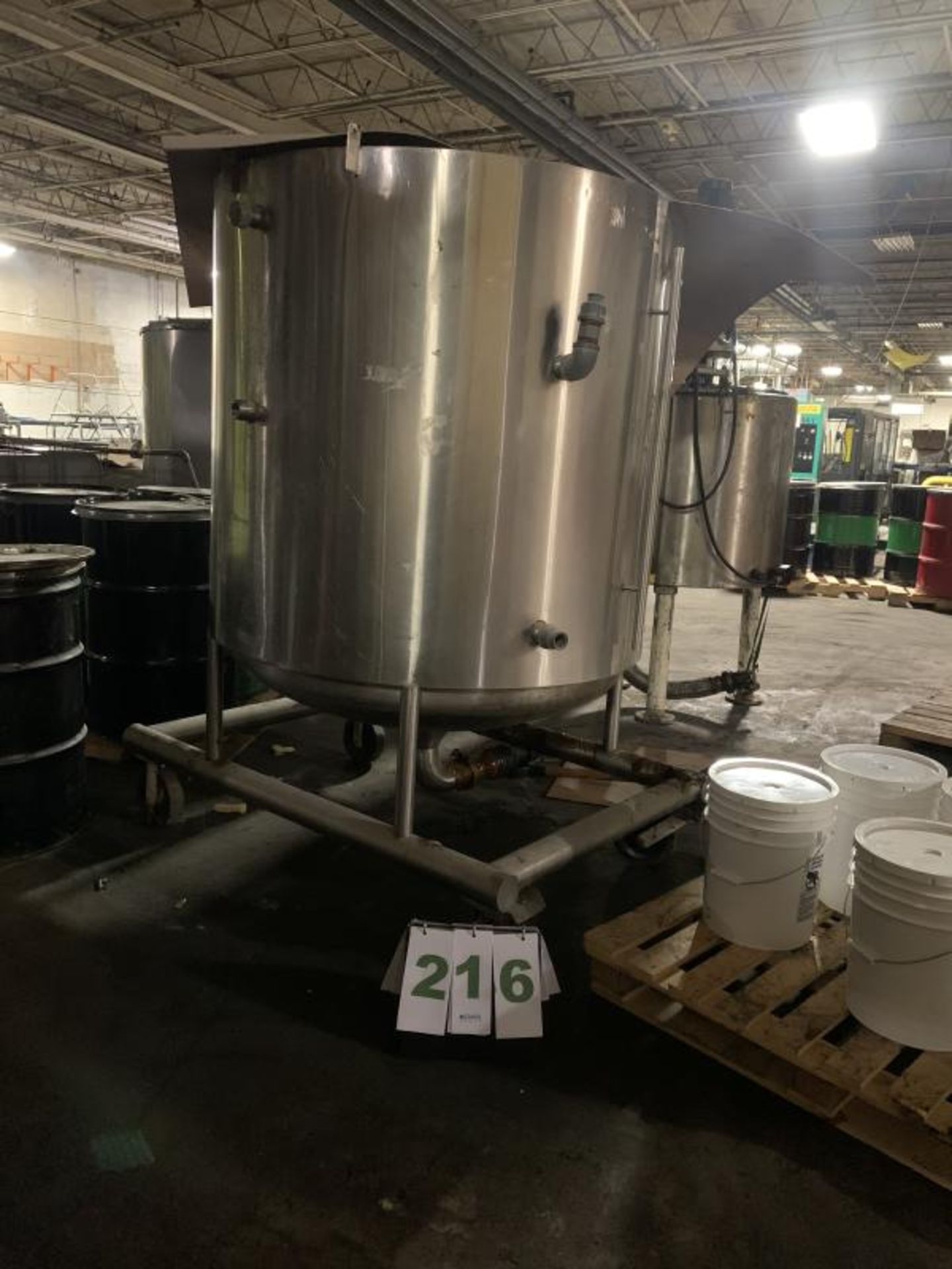 400-Gallon Stainless Steel Jacket Kettle (Two-Zones), Open Top, Dished Bottome, on Four Casters