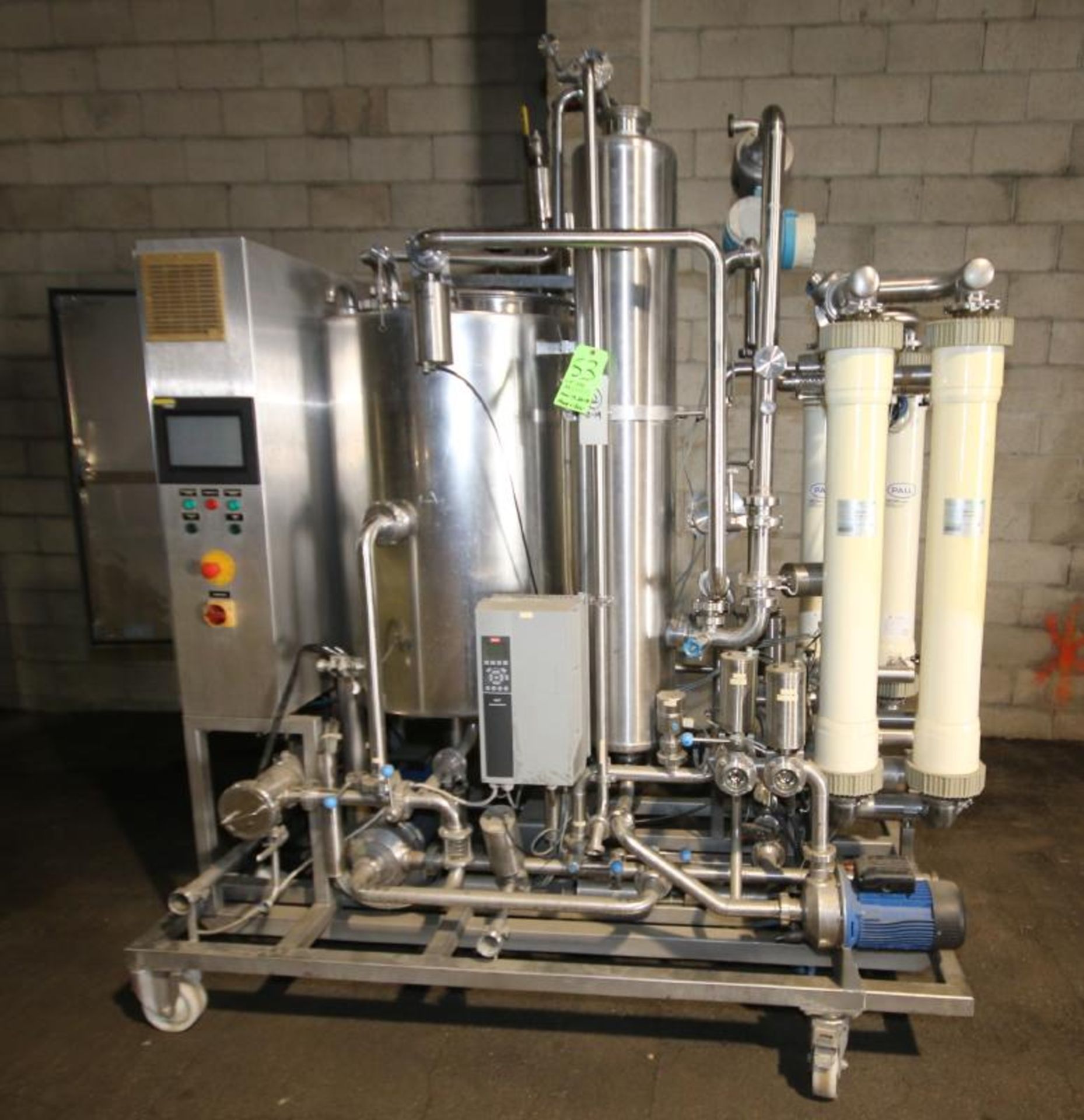 Skid-Mounted S/S CIP System with Aprox. 40" H x 28" W S/S Tank, (3) Centrifugal Pumps, Pall