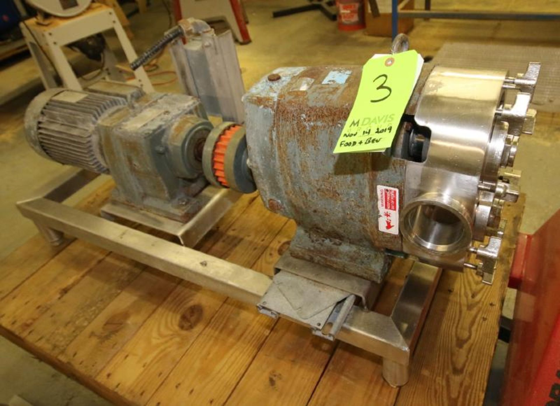 Waukesha Positive Displacement Pump, with 3" Clamp Type S/S Head, Includes Rotors, SEW 5 hp Drive