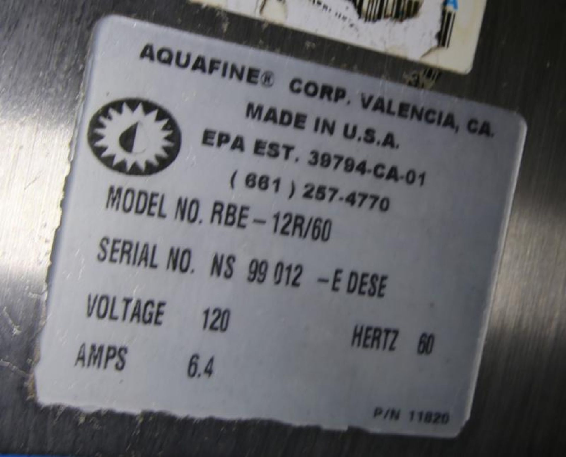 Aquafine S/S UV System, Model RBE - 12R/60, SN NS 99 012-EDESE, 120V,4" Flanged Connectors, with - Image 7 of 7