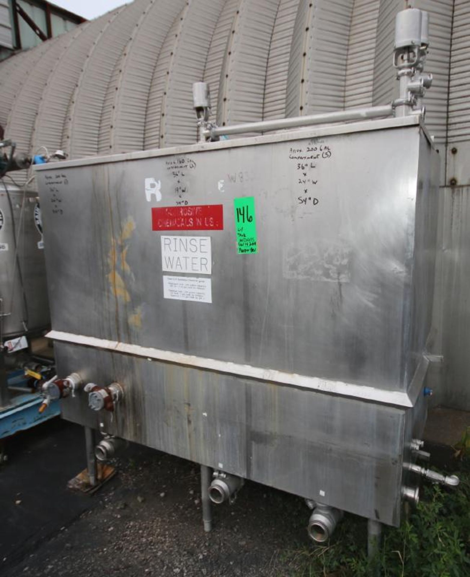 3 - Compartment Rectangular S/S CIP Tank, (2) End Compartments 200 Gal, (1) Middle Compartment 160 - Image 2 of 7