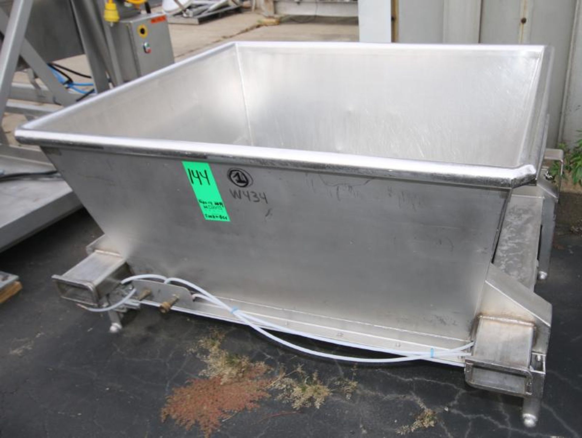 Aprox. 55" W x 48" L x 29" D S/S Trough / Hopper with Pneumatic Bottom (Located Pittsburgh, PA)