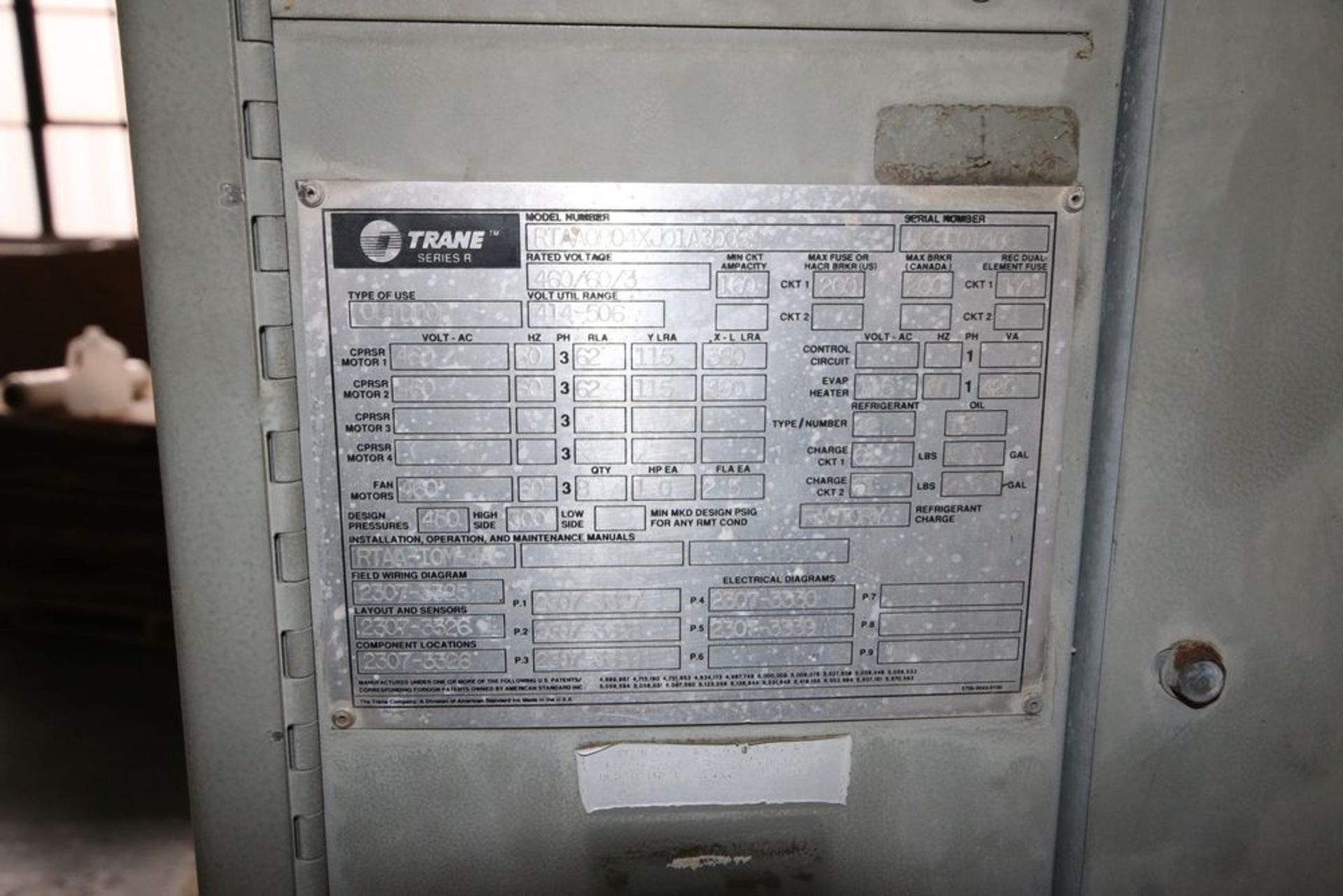 Trane 80 Ton Air Cooled Rotary Liquid Chiller, M/N RTAA0804XJ01A3DOB, S/N U98F01408, Design - Image 12 of 16