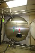 DCI 5,000 Gal. S/S Jacketed Horizontal OJ Tank, S/N 95-D-51257, with (3) CIP Spray Balls, with (2)