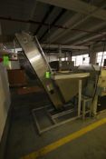 Caidlin S/S Elevator Conveyor with Hopper, M/N T Feeder, S/N 36-3312-97, 120 Volts, 1 Phase,