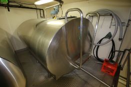Mueller 1,000 Gal. S/S Jacketed Horizontal Tank, with Top Mounted Agitation, Overall Dims.: Aprox.
