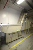 Sidel Pre-Form Elevator Conveyor with Hopper, Hopper Dims.: Aprox. 70" L x 40" W x 31" Dia.,