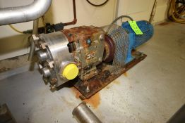 Waukesha 10 hp Positive Displacement Pump, M/N 130, S/N 15936795, with 3" Clamp Type Inlet/Outlet,