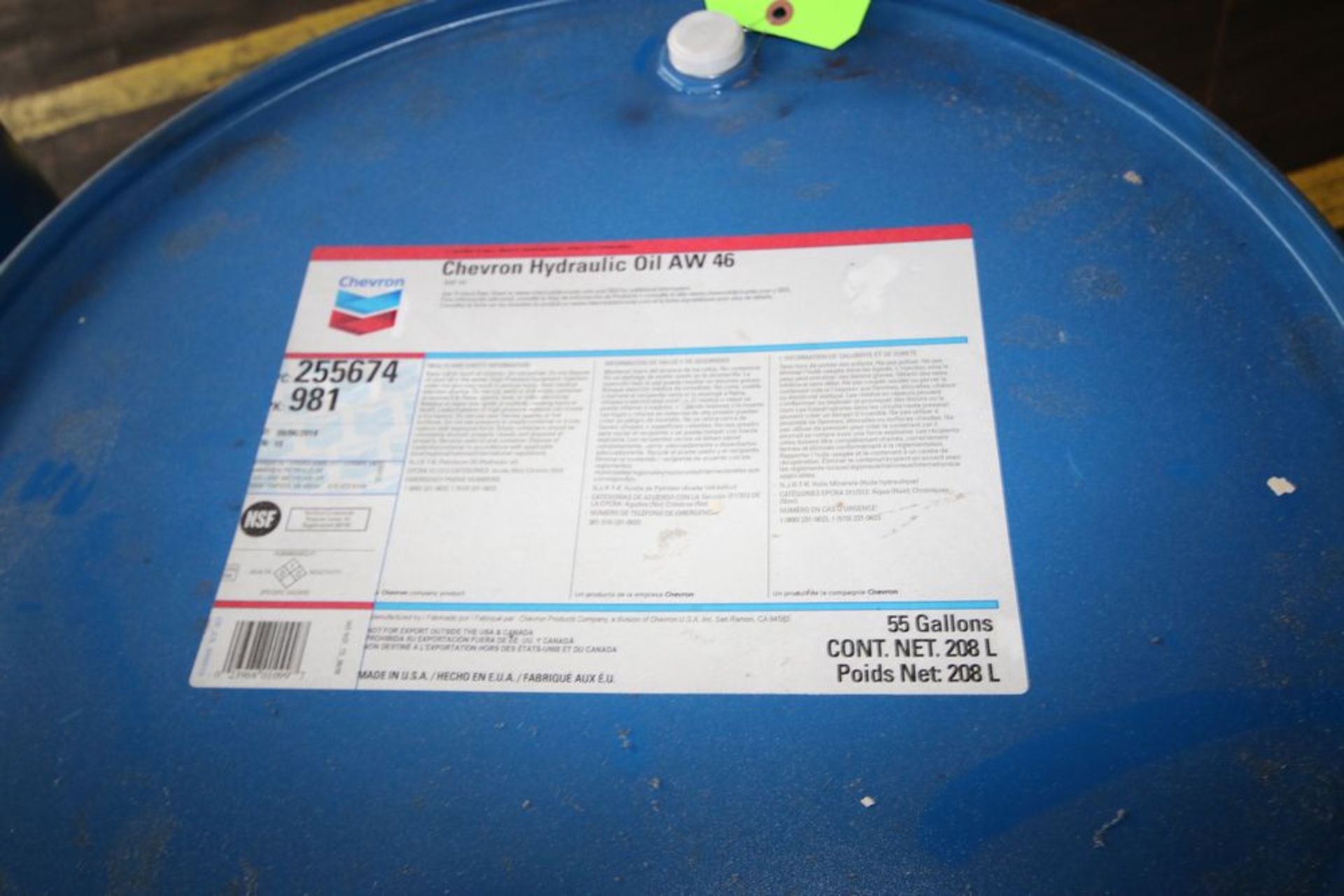 NEW Chevron 55 Gal. Barrels of Hydraulic Oil, Type AW 46 (BM) - Image 3 of 4