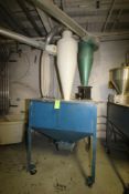 Carbon Steel Regrind Holding Bin on Casters, with Like NEW Top Mounted Cyclones, Bottom Discharge (