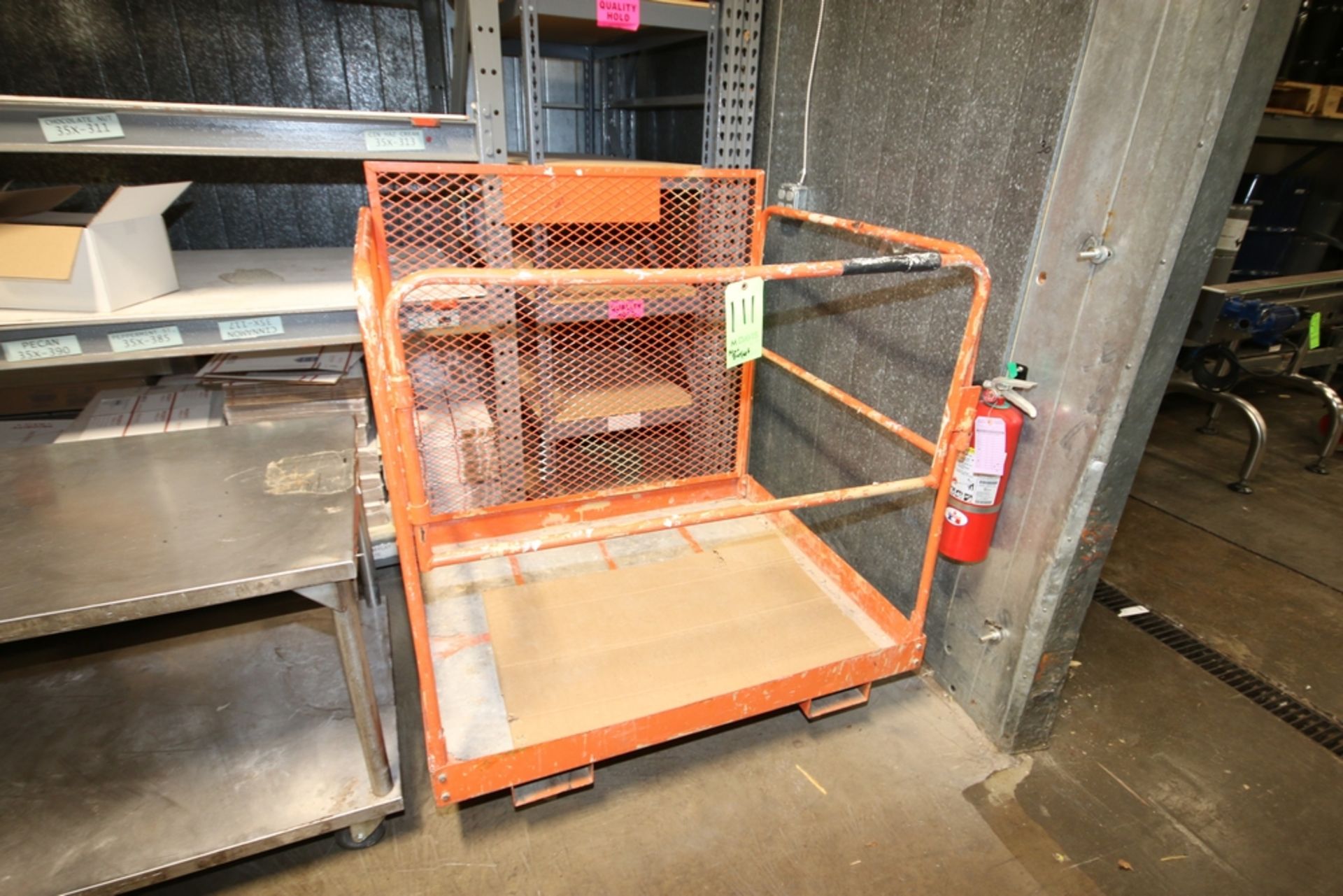 Forklift Man Basket, with Fork Inserts & Mounted on Casters, Aprox. 40" L x 46" W