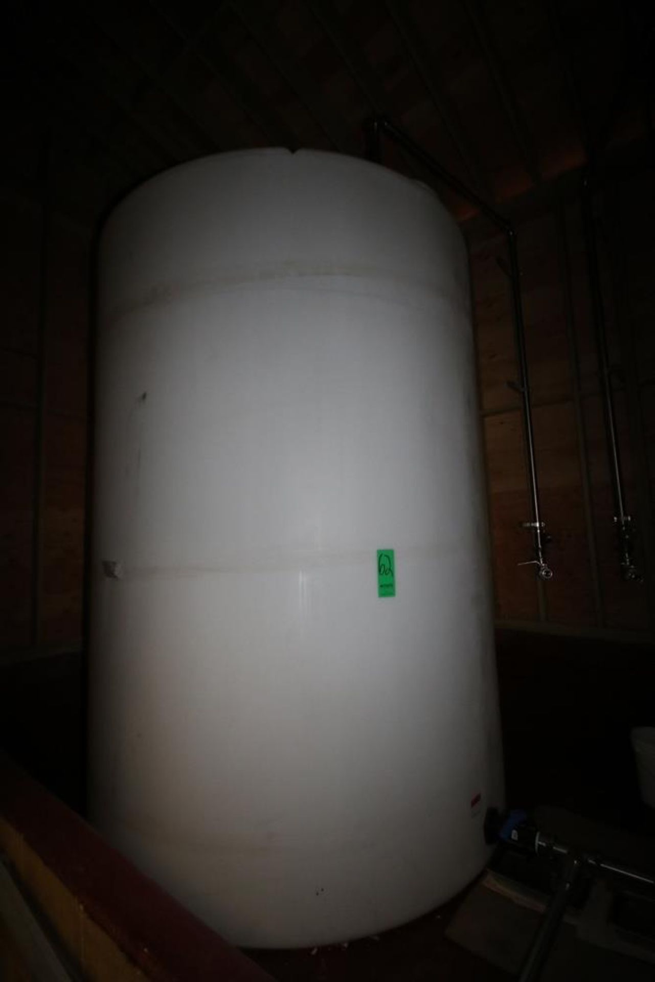 Aprox. 3,200 Gal. Plastic Vertical Single Wall Tank, Overall Dims.: Aprox. 7' Dia. x 12' Tall