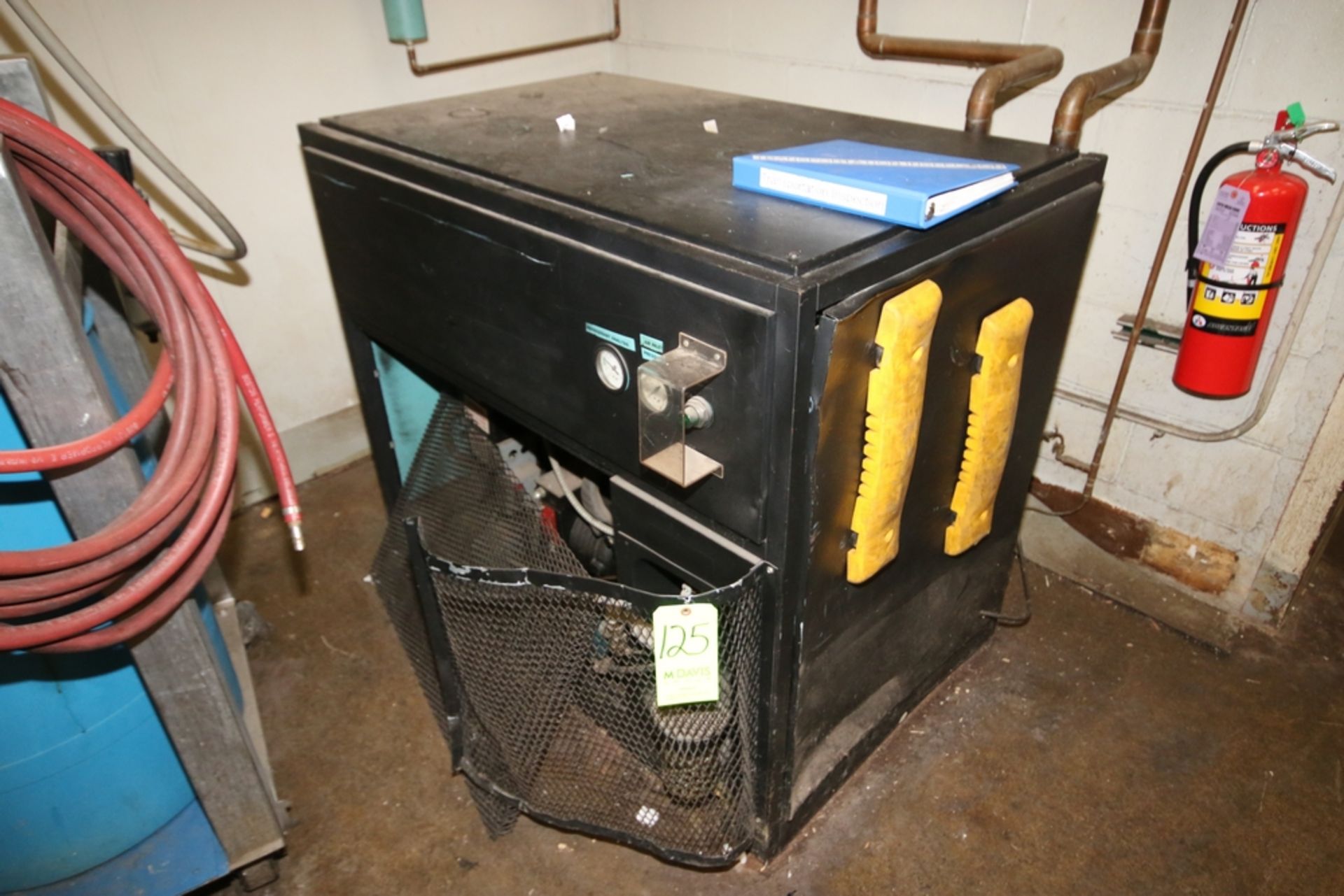 Refrigeration Compressor, with Gauges & Framing, with Forklift Bumpers on Frame (NOTE: Frame