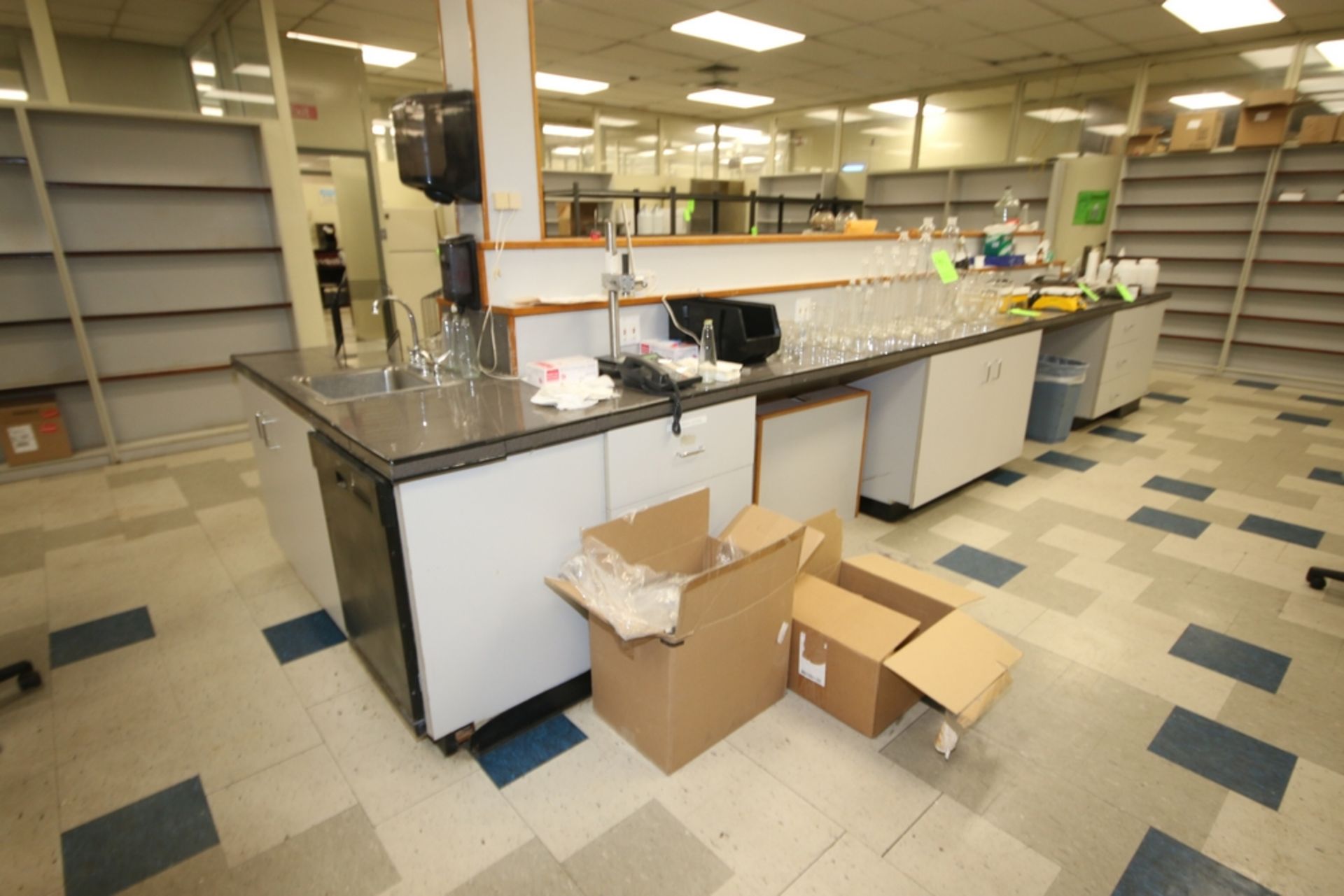 Lab Counter Island with Bottom Cabinets, with Tiled Top/Wood Bottom, Built in S/S Sink, - Image 2 of 3