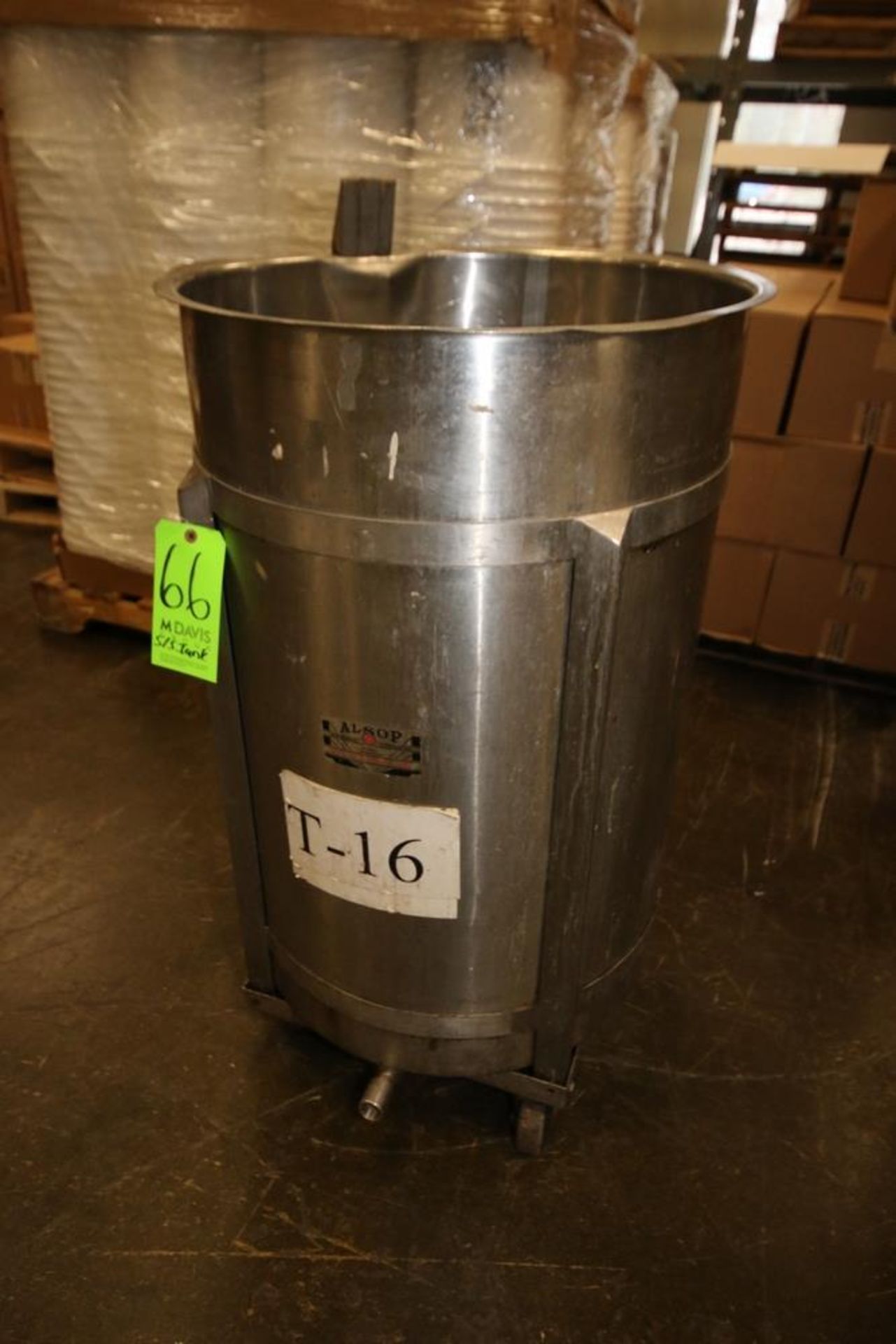 Al-SOP Aprox. 50 Gal. S/S Single Wall Tank, Mounted on Portable Frame