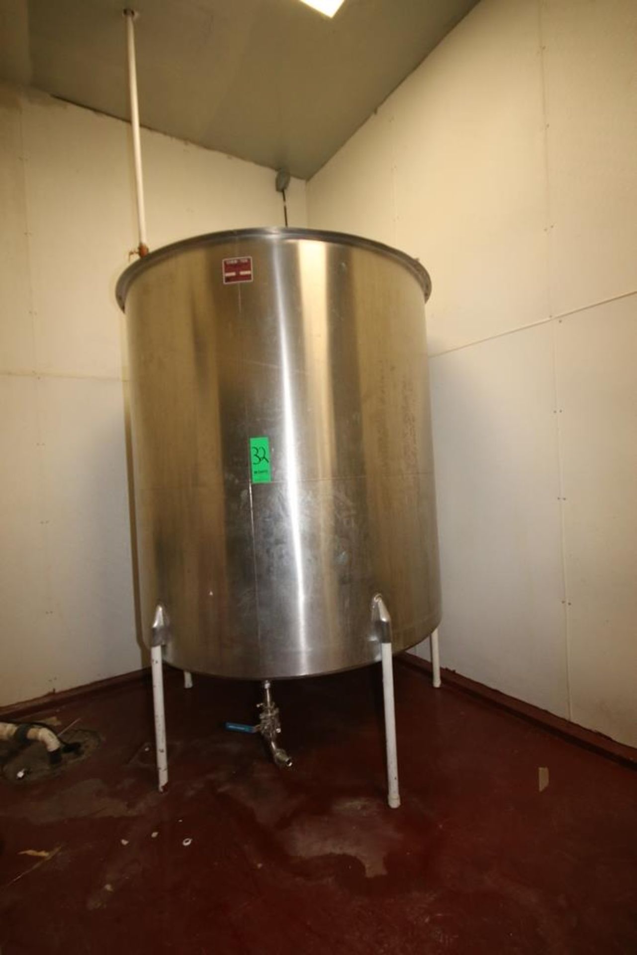 Chem-Tek 1,540 Gal. S/S Single Wall Tank, M/N OVS, S/N 20752, with Vertical S/S Agitation with Motor