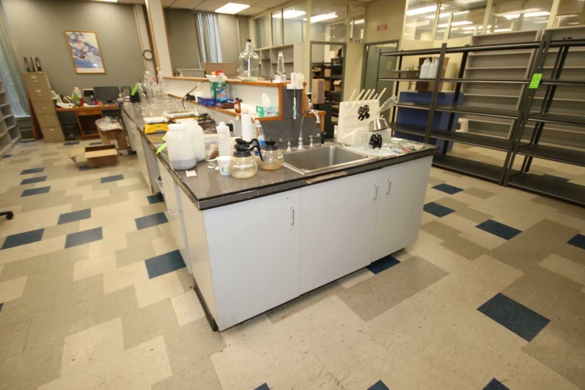 Lab Counter Island with Bottom Cabinets, with Tiled Top/Wood Bottom, Built in S/S Sink, - Image 3 of 3