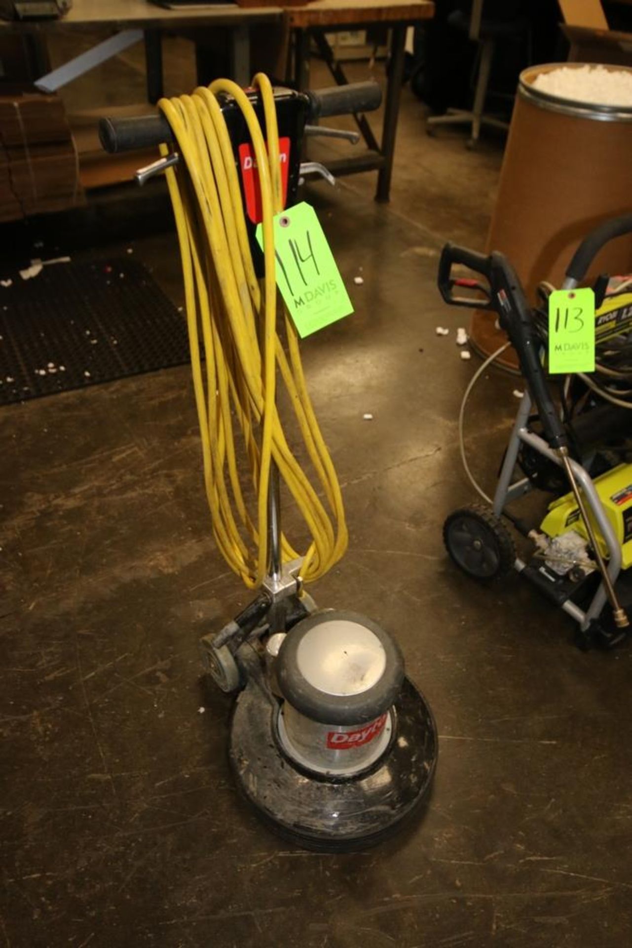 Dayton Single Disc. Floor Scrubber, M/N RFU1FS, S/N 001152, with Wheels