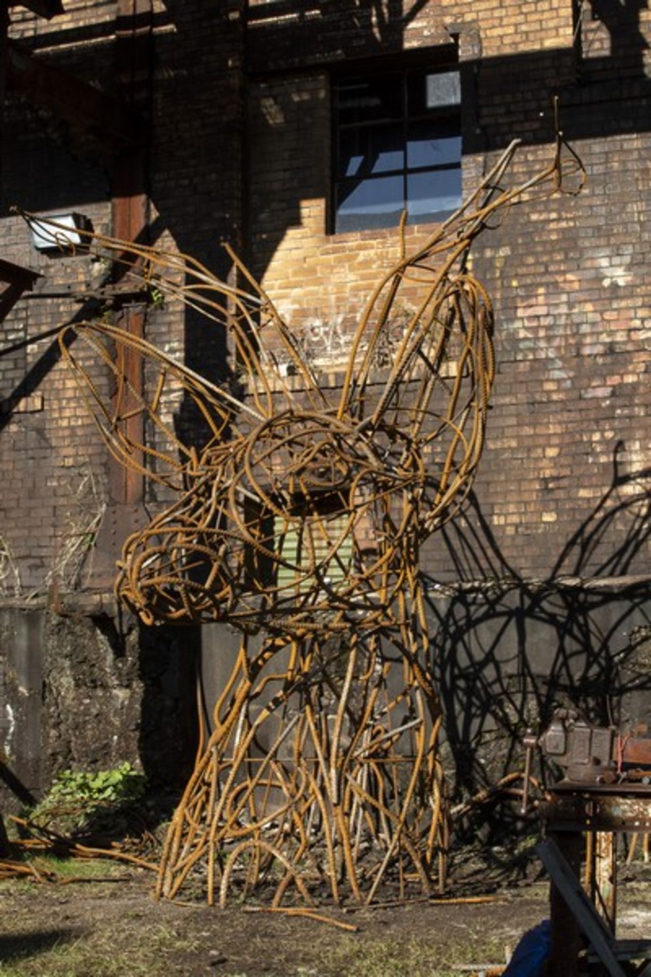 Custom Welded Deerhead Sculpture - 14' Tall Rebar Deer - Estimated Value $12,000 +++ - Image 2 of 8