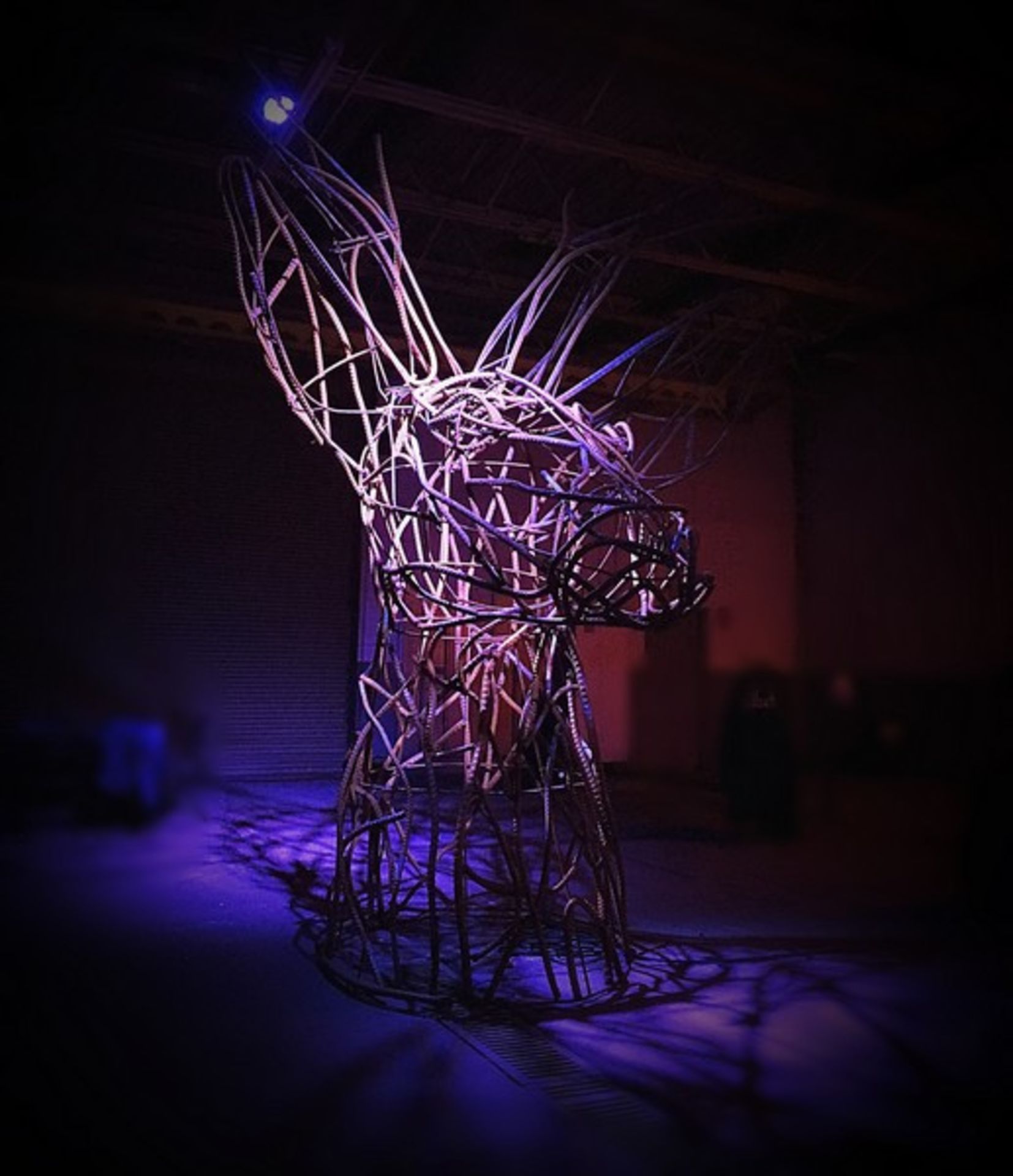 Custom Welded Deerhead Sculpture - 14' Tall Rebar Deer - Estimated Value $12,000 +++ - Image 8 of 8