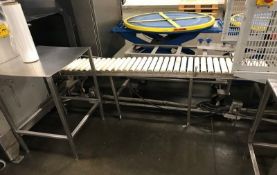 Transfer Roller Conveyor, Mounted on S/S Frame (LOCATED AT ATWATER, CA)