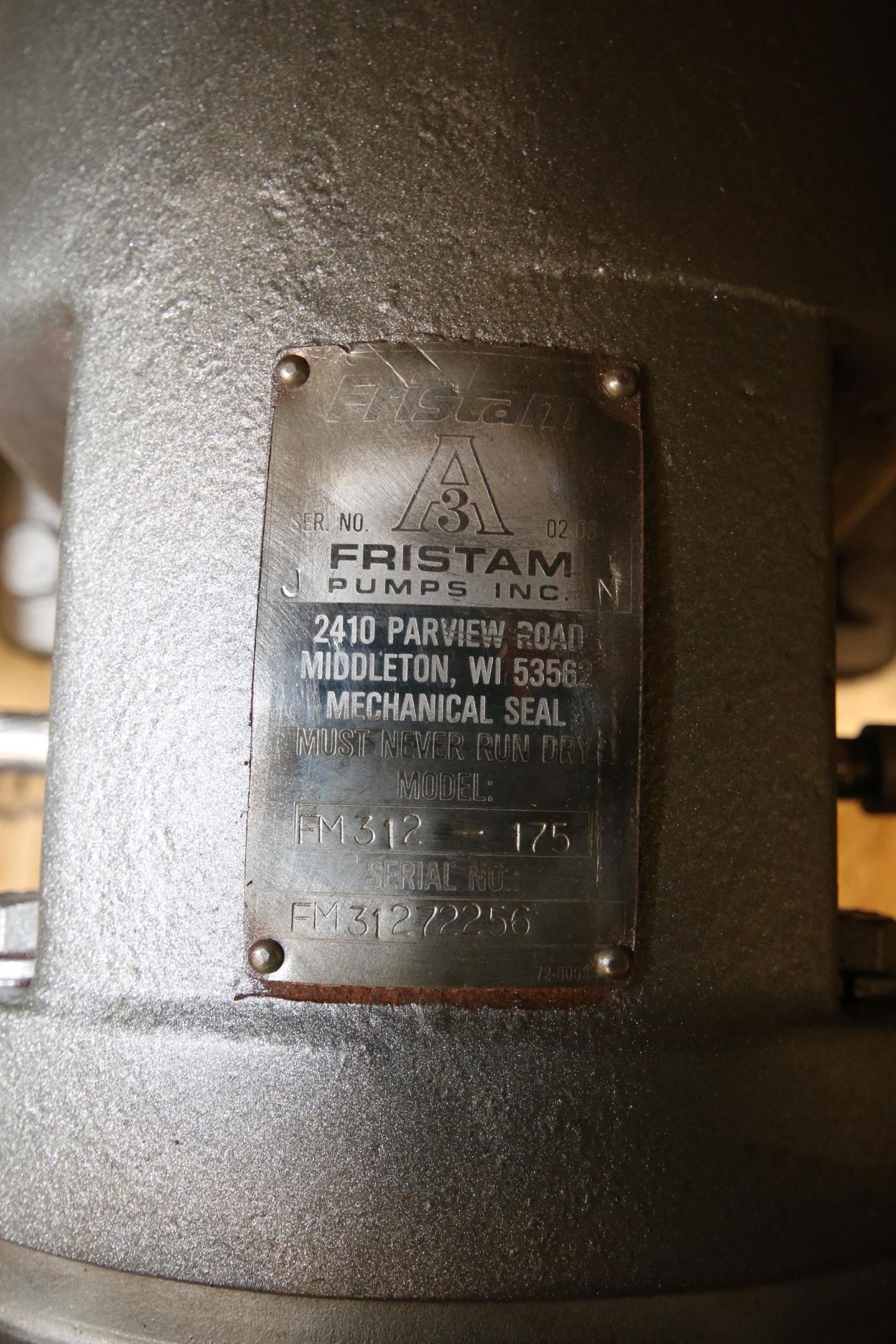 Fristam Multi Stage High Pressure S/S Centrifugal Pump, Model FM312-175, SN 72256, with 2.5" Clamp - Image 5 of 5