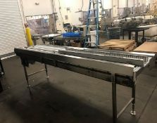 Shuttleworth S/S Straight Section of Roller Conveyor, with Laning Section, Mounted on S/S Frame (