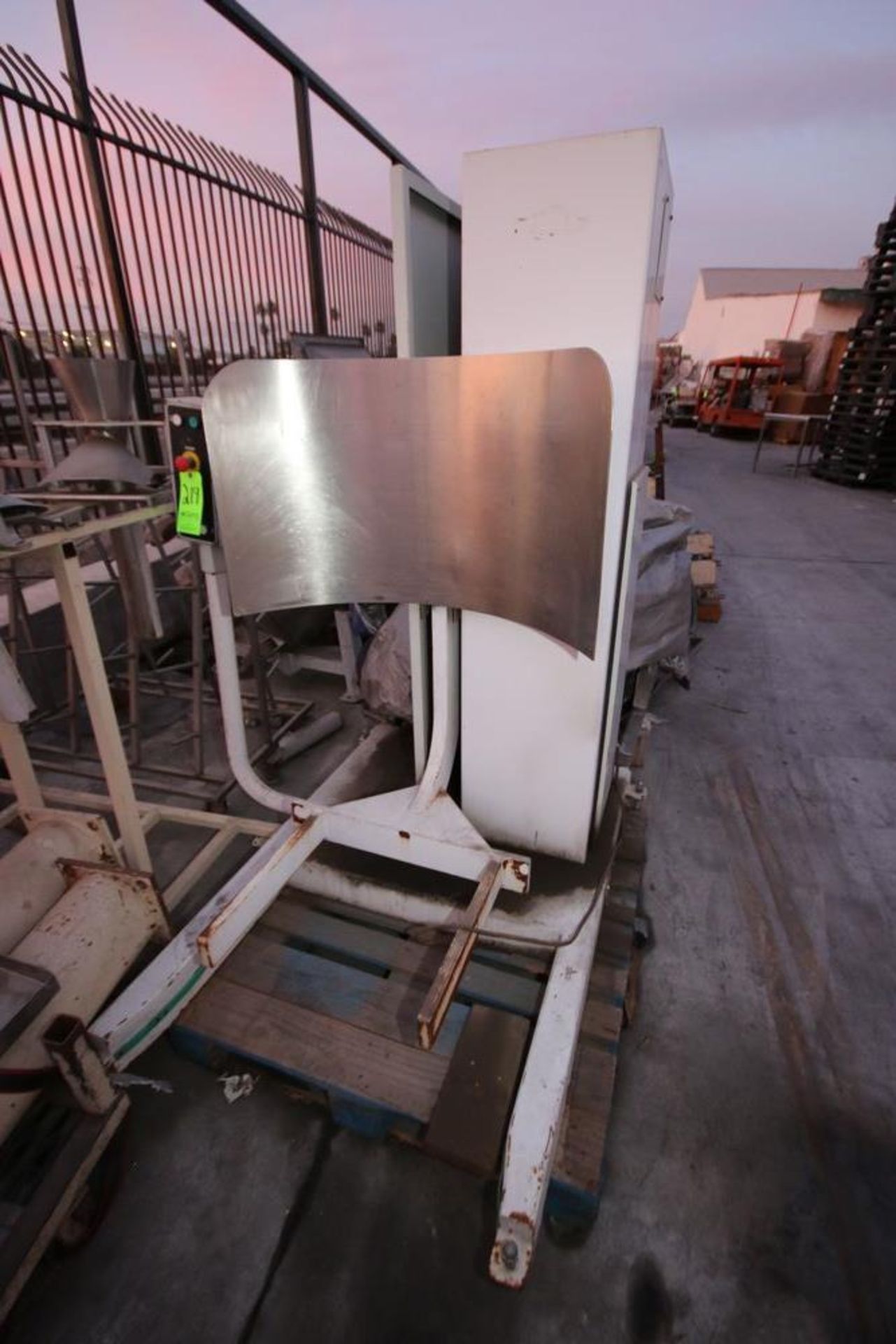 Tote Column Lift, with S/S Tote Chamber, with (2) 17" L Forks, Column Height Aprox. 64" H (LOCATED