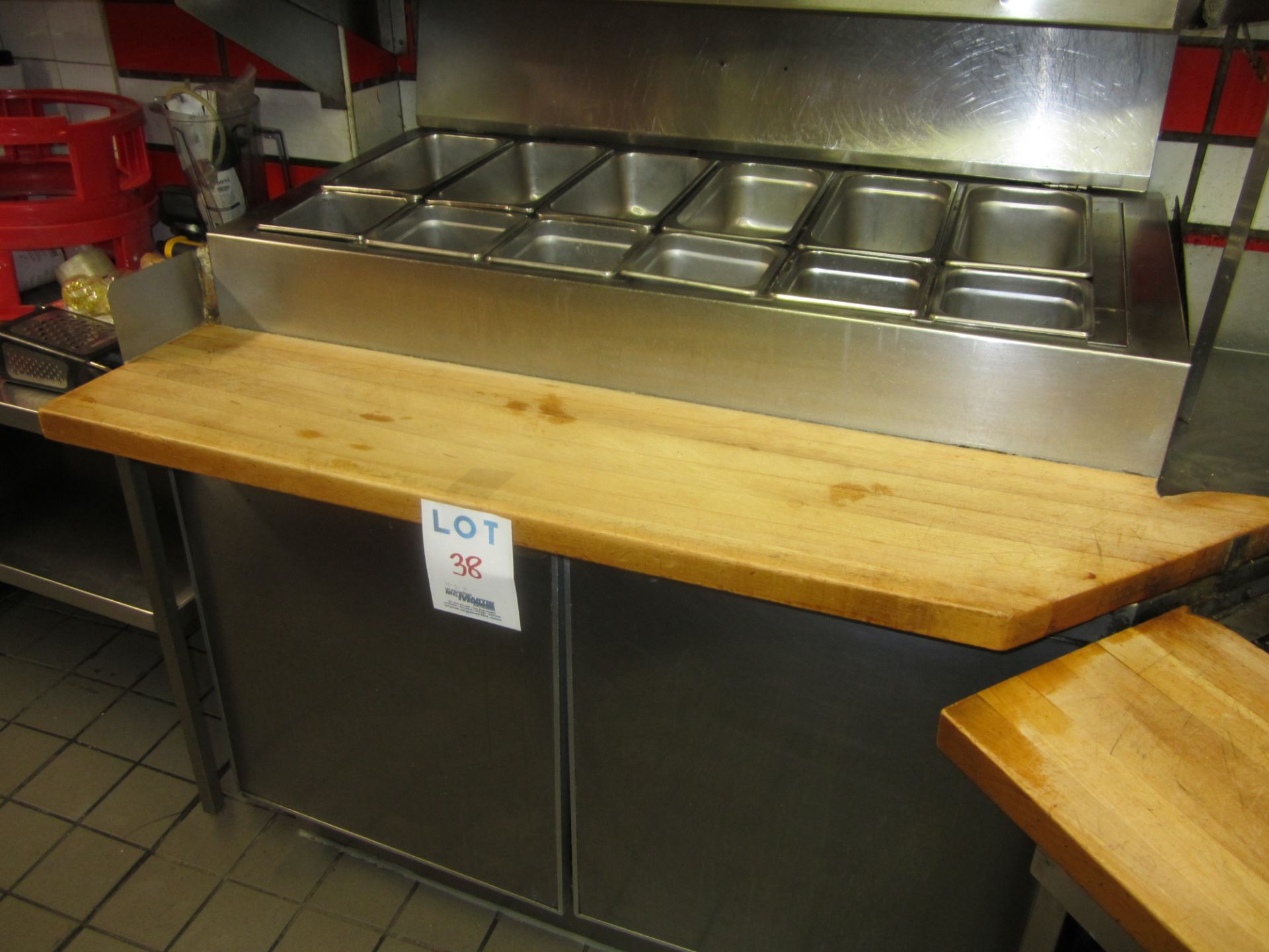 STAINLESS STEEL REFRIGERATED 2-DOOR UNIT/ PREPERATION TABLE 48'' WIDE X 30'' DEEP X 37'' HIGH