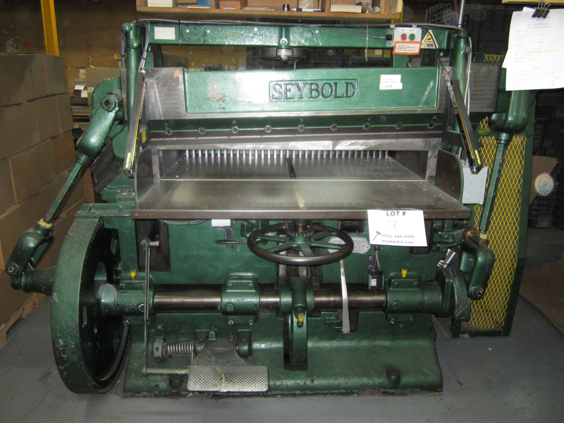 SEYBOLD 52'' MANUAL GUILLOTINE MODIFIED FOR SECURITY + ELECTRONIC SAFETY BARS