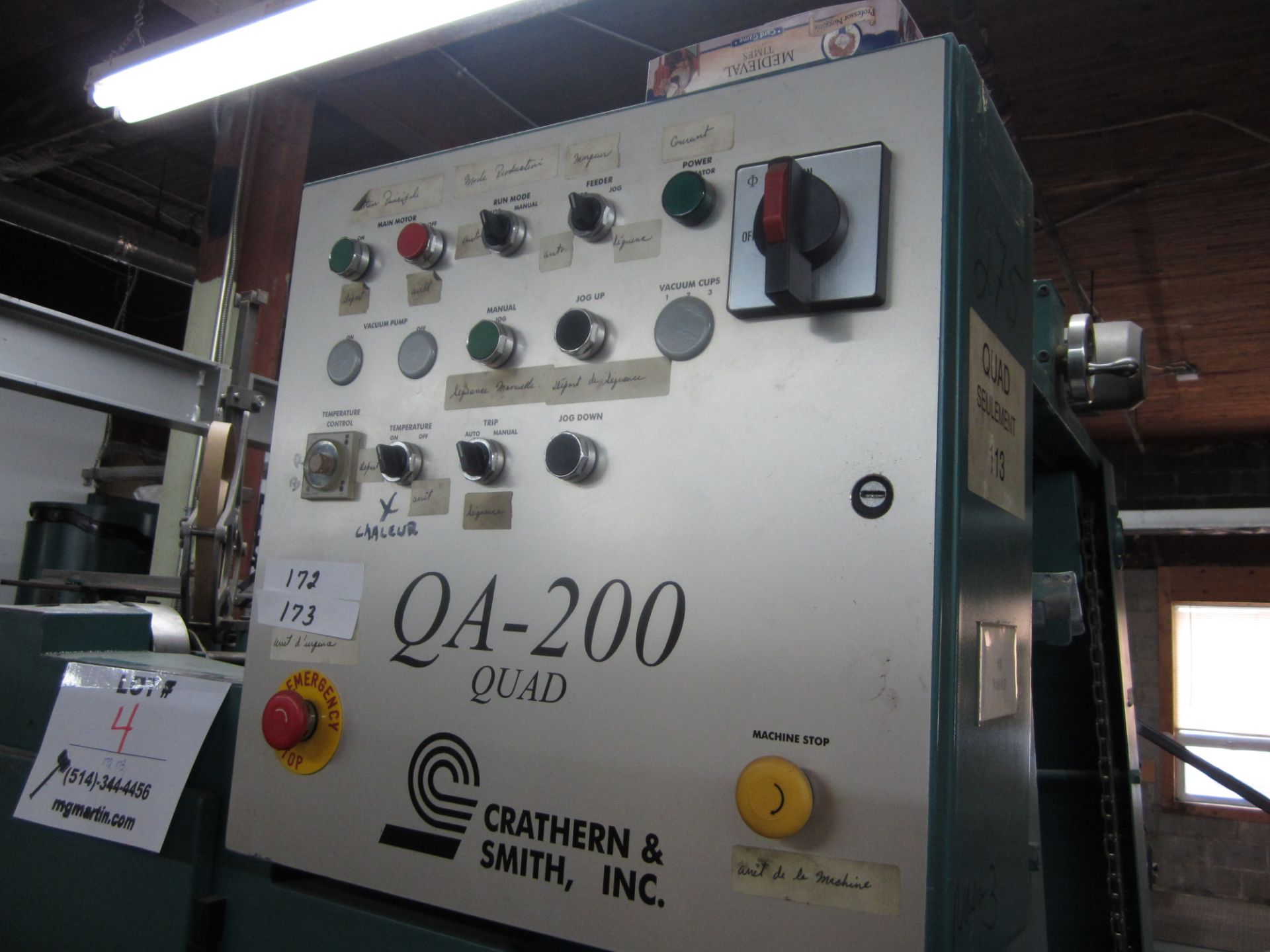 INCLUDING: CRATHERM & SMITH WRAPPER #1142 MODEL BNS SPOTTER 56 MODEL RBS S/N 56 AUTOMATIC GLUER ,ETC - Image 20 of 26
