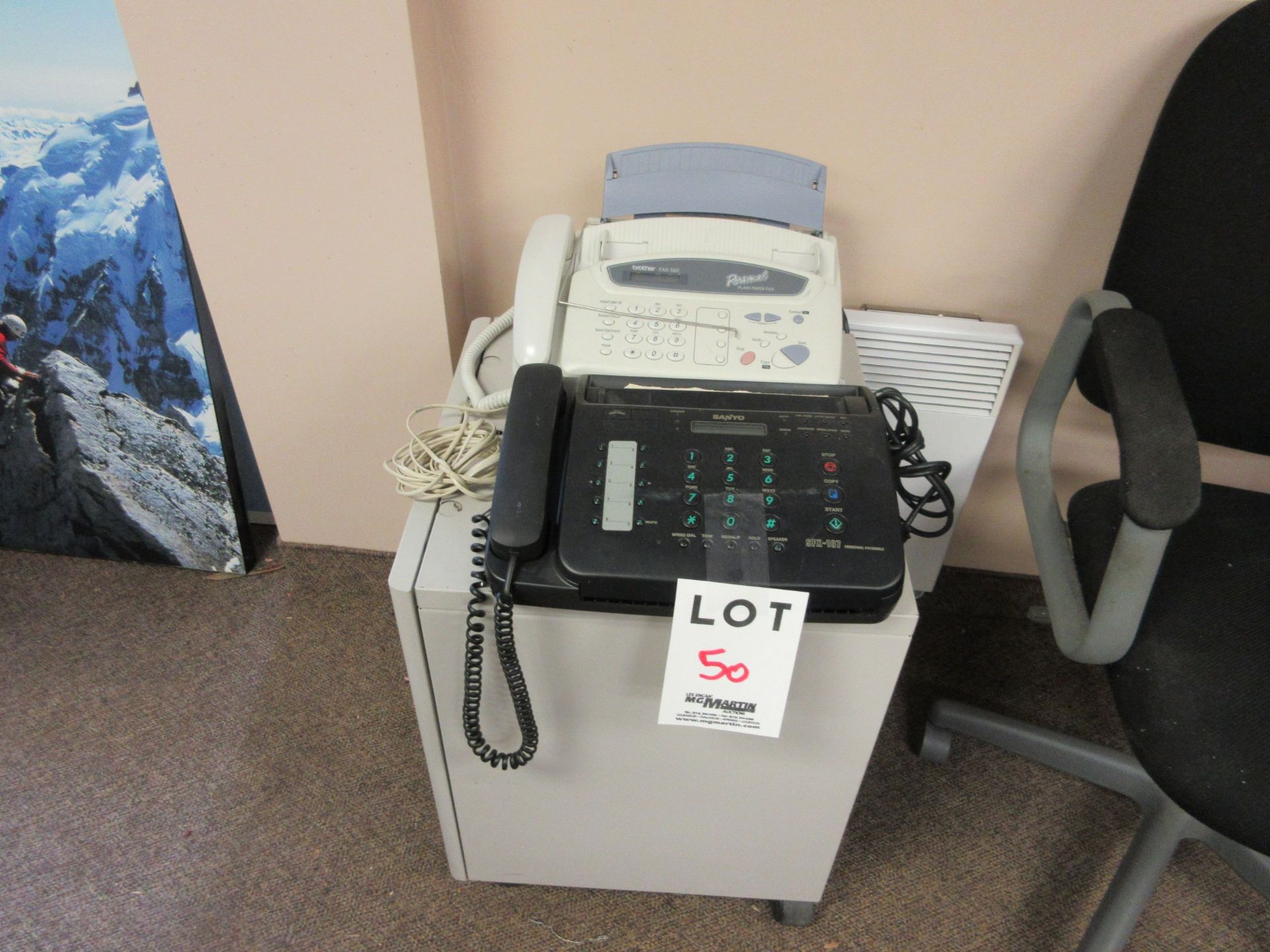 LOT including SANYO + BROTHER fax w/t cabinet