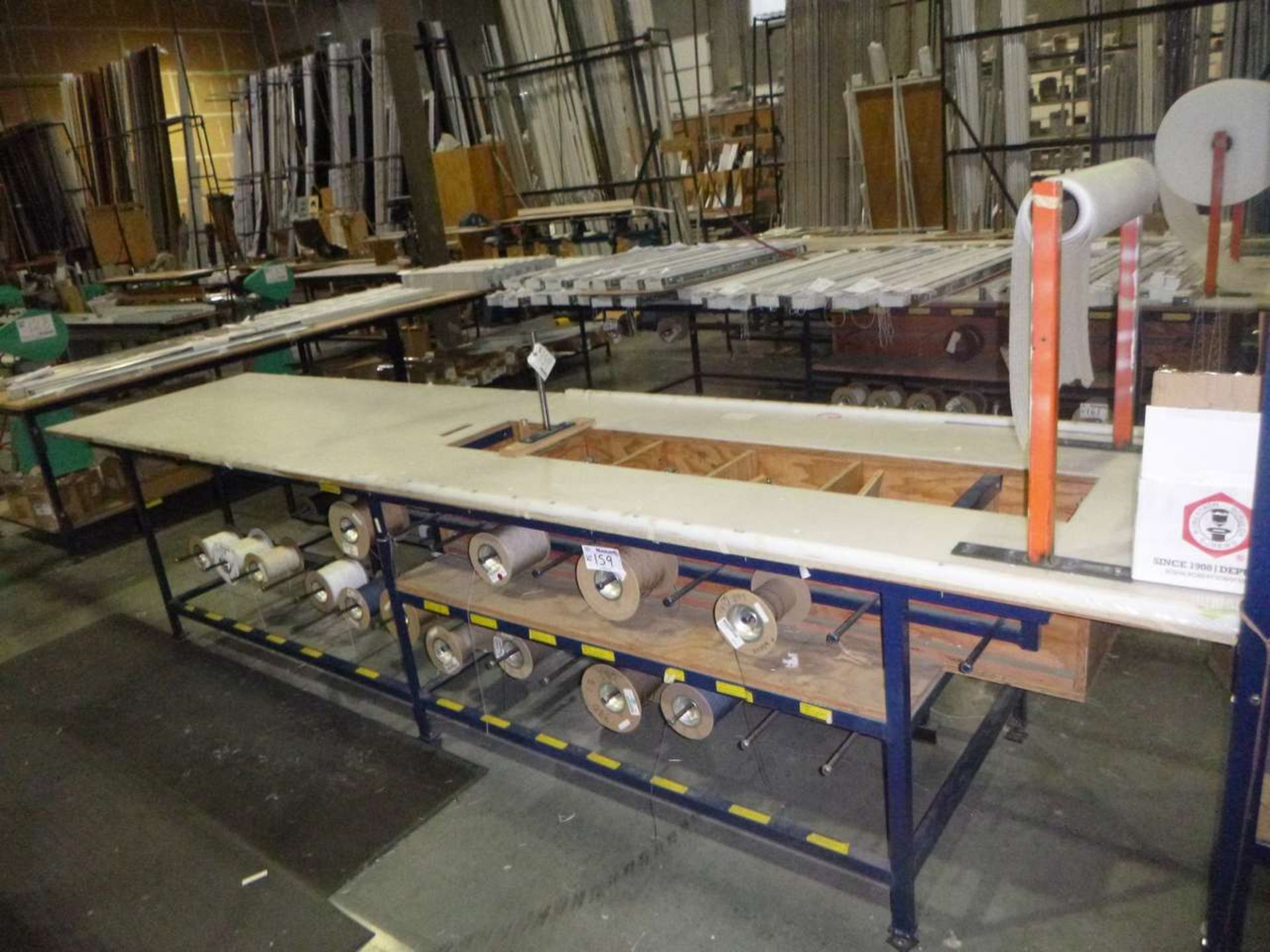 14' x 38" Steel Frame UHMW Top Table w/ Thread