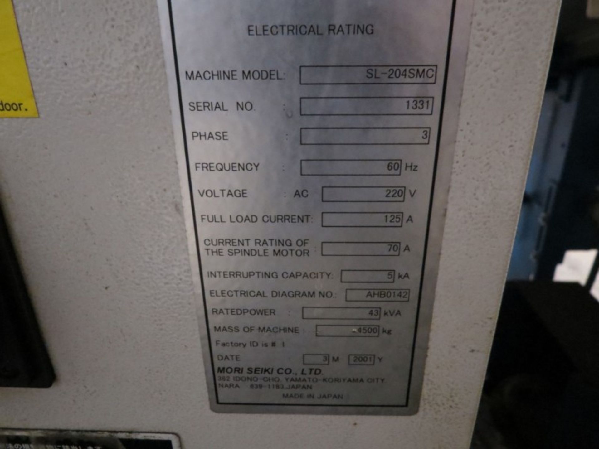 Mori- Seiki SL-204SMC,MSG-805 ctrl, Live tool , sub spindle, s/n 1331 New 2004 - Image 11 of 11