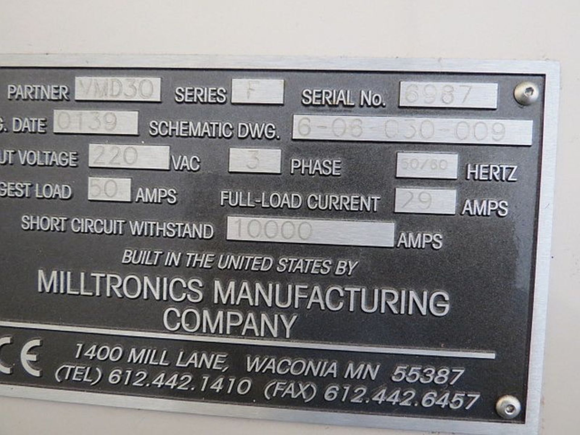 MILLTRONICS VMD30-F CNC VERTICAL MACHINING CENTER, S/N 6987, NEW 2001 (Located in Granite Falls, WA) - Image 5 of 5