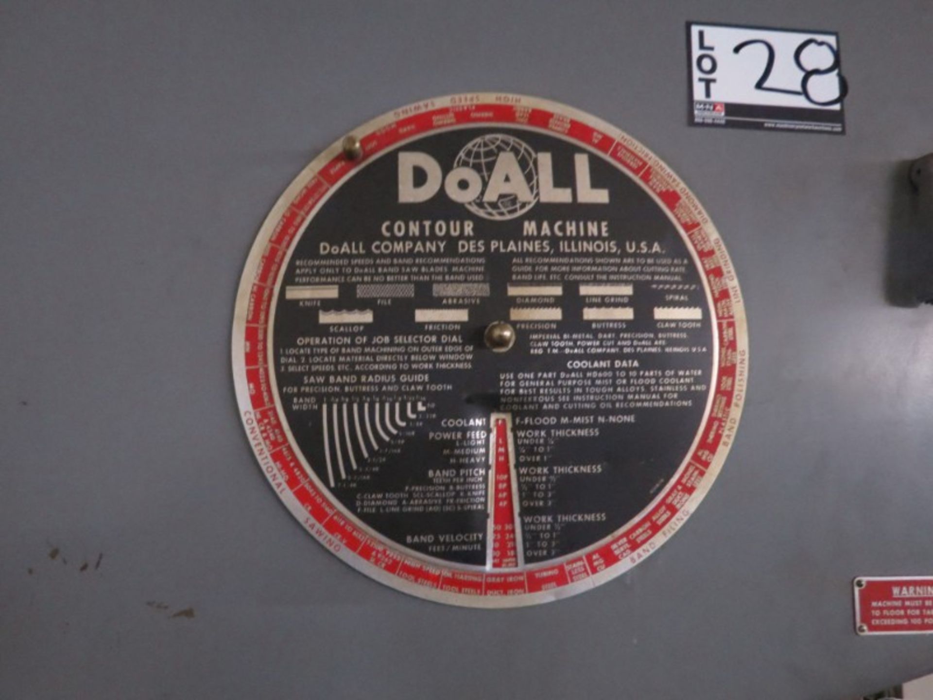 DoAll Vertical Band Saw Model 2013-10, s/n 339-78836 - Image 4 of 5