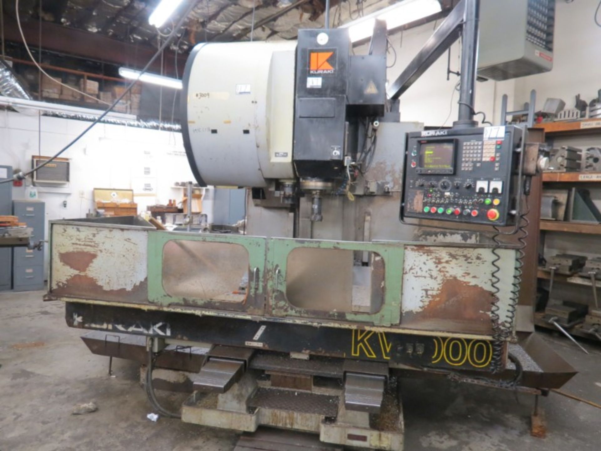 Kuraki KV-1000 VMC, Fanuc 6M Ctrl, 41”x24”x24” trvls, 3500 RPM, 24 ATC, BT-50, s/n 11356, New 1985