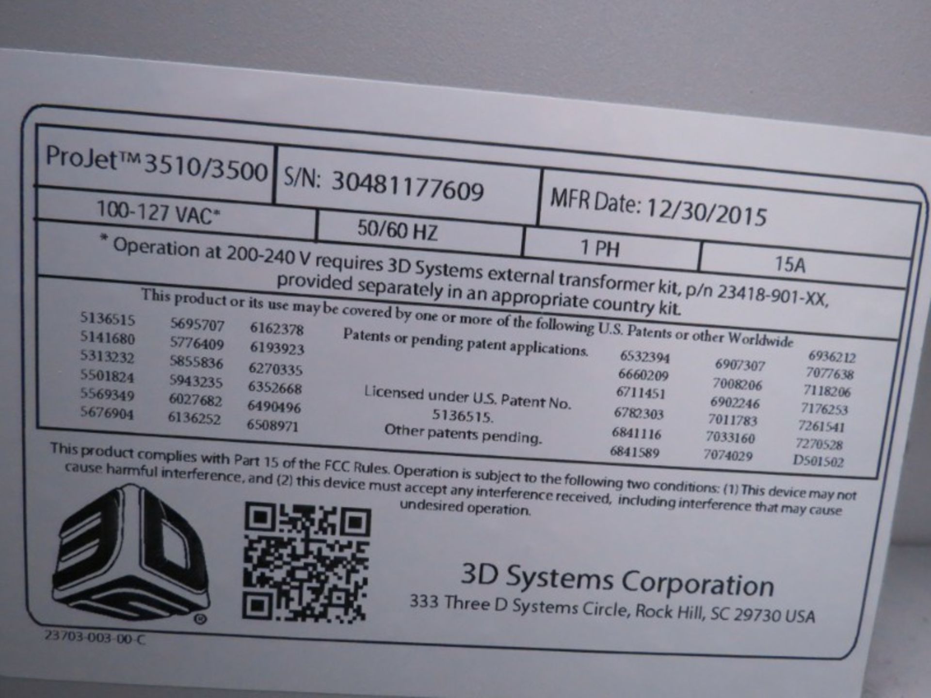 3D Systems CPX 3500 3D Printer New 2015 - Image 4 of 4