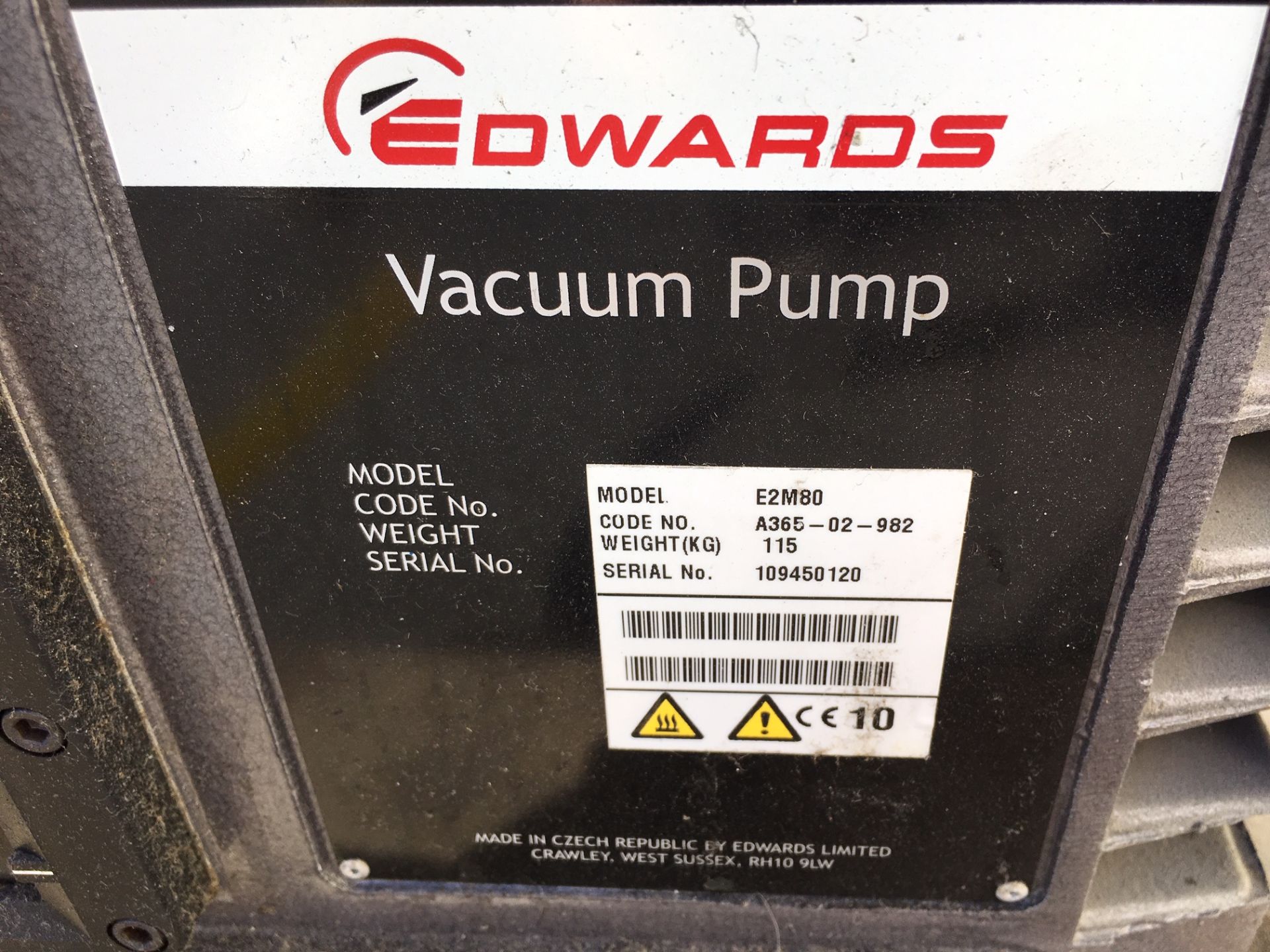 Edwards E2M80 Vacuum Pump, s/n 109450120 - Image 4 of 4