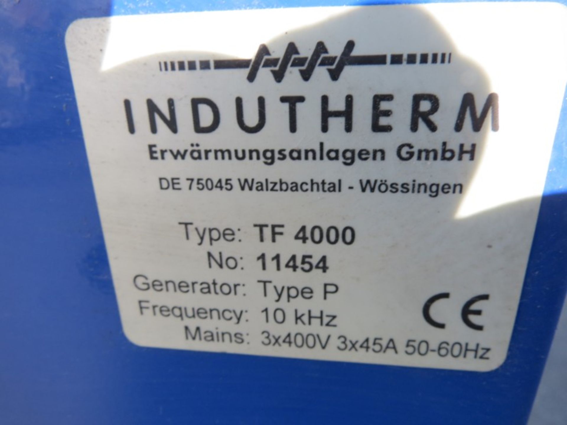 Indutherm-TF4000, w/ Affinity Chiller, s/n11454 - Image 6 of 6