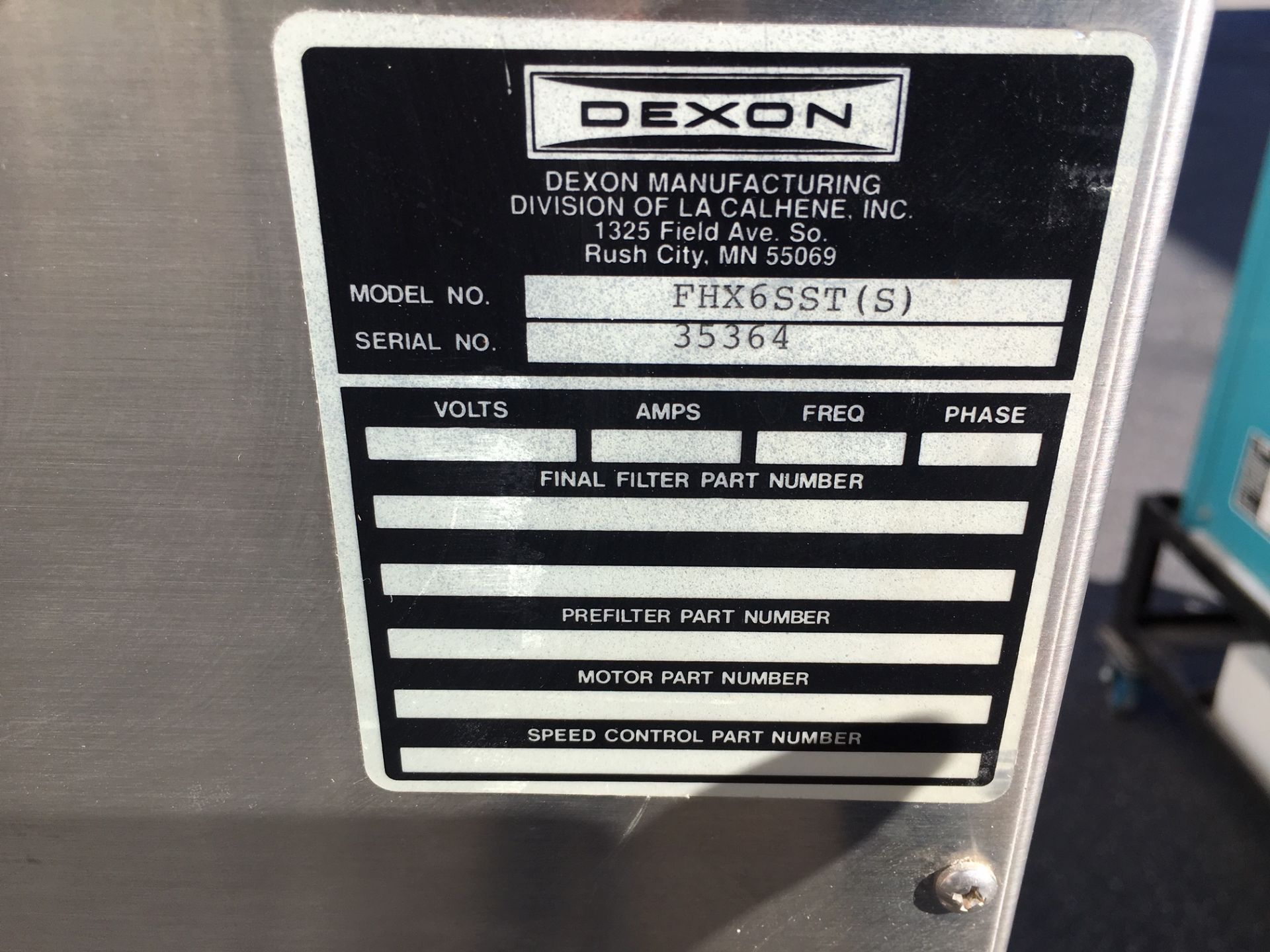 Sexton FHX6SST(S) Clean Room Fume Hood, S/N35364 - Image 3 of 3