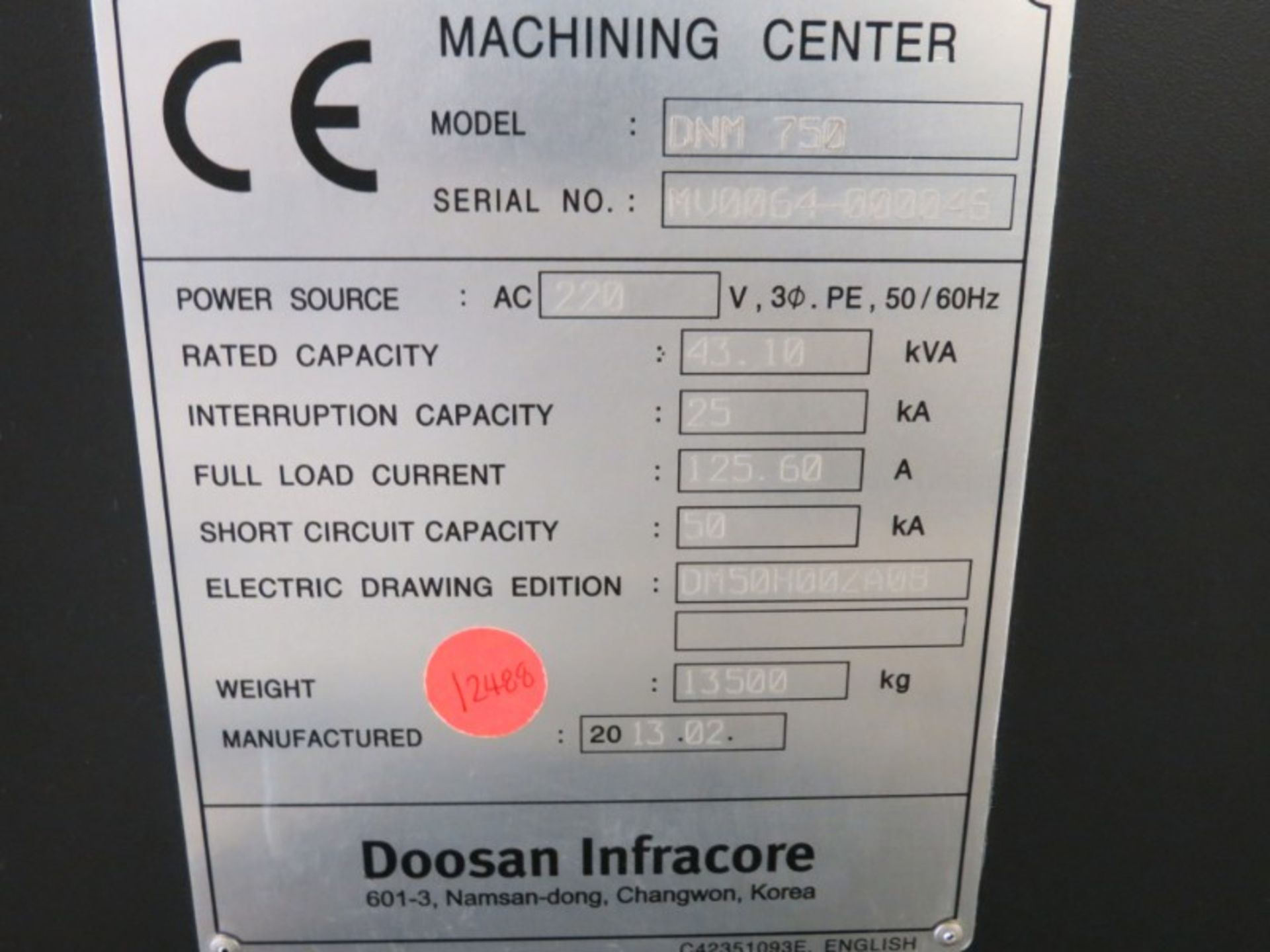 Doosan DNM750 4-Axis VMC, Fanuc 30i, 64.2"x30"x25.6", 8000 RPM, 30 ATC, chip conveyor, New 2013 - Image 10 of 10