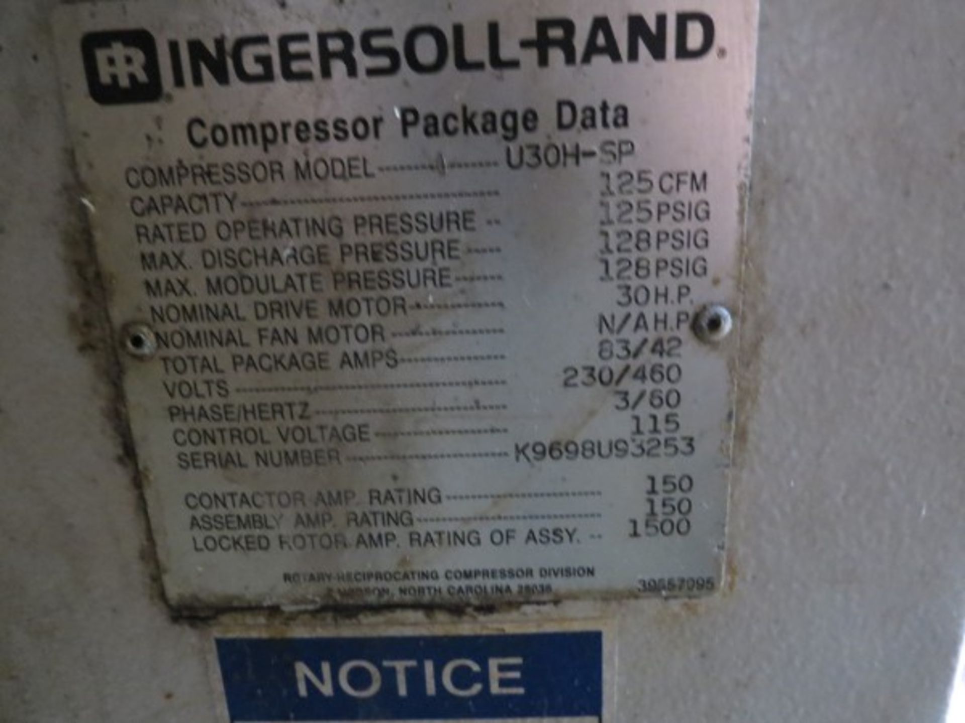 Ingersoll Rand Rotary Screw Type Air compressor 30HP - Image 6 of 6