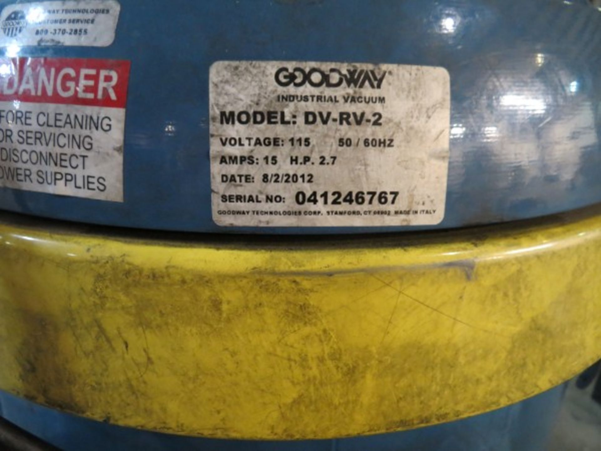 Goodway DV-RV-2 Industrial Vacuum Cleaner 2.7 HP, s/n 041246767, New 2012 - Image 3 of 3