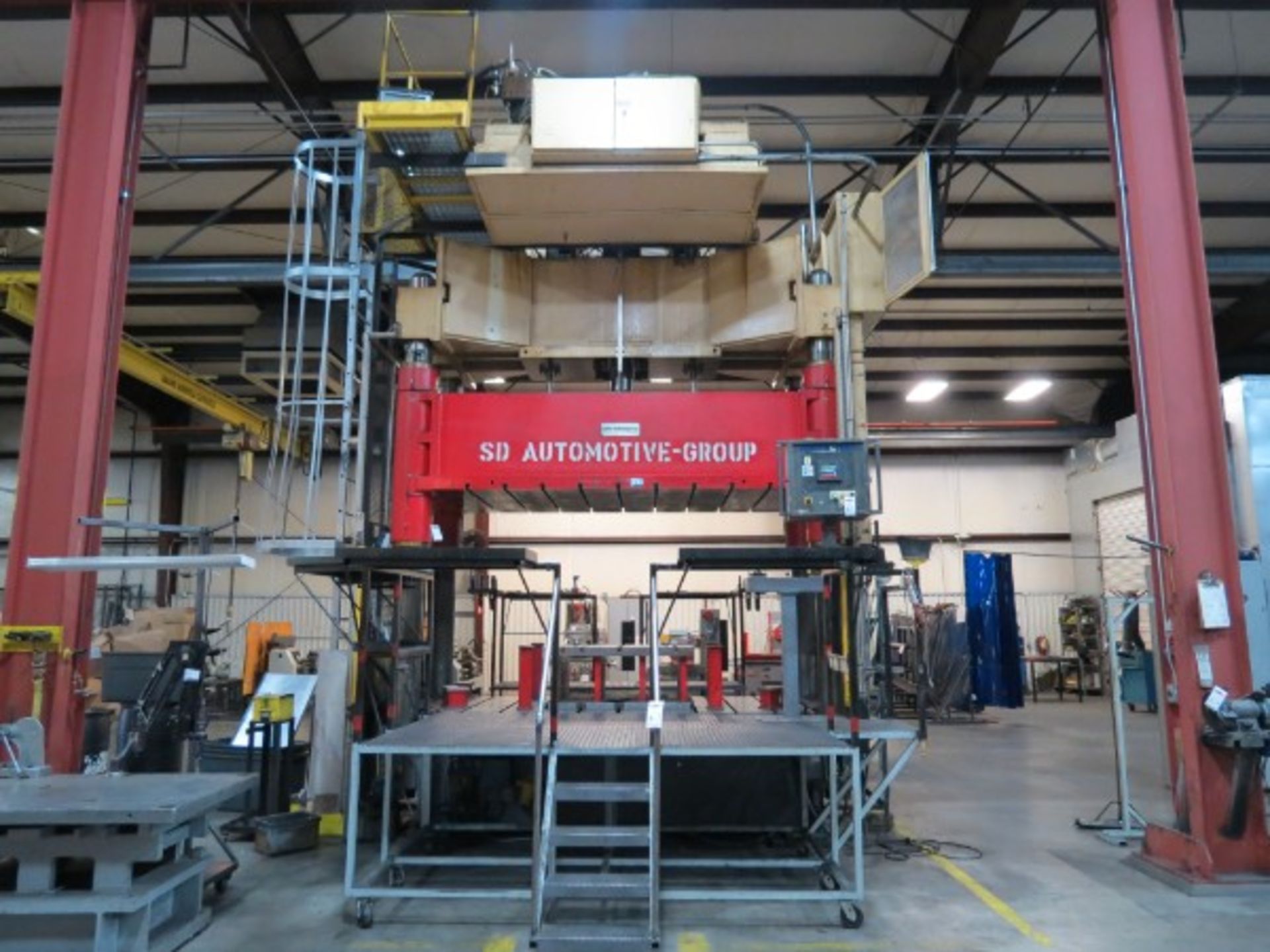 200 Ton Capital 4 Post Hydraulic Press, 60" x 96" Ram & Bolster, PLC Ctrl, New 2002