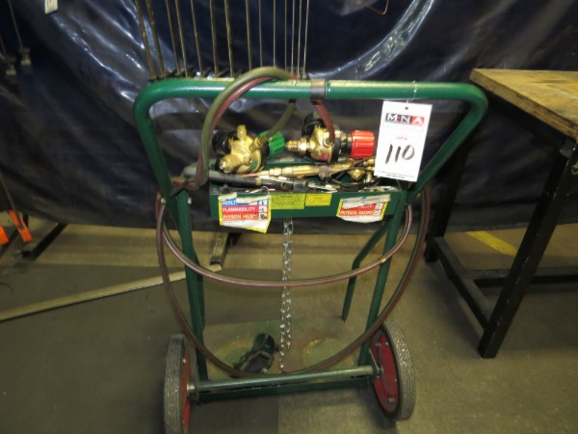 Acetylene Tank Cart with Torches And Gauges