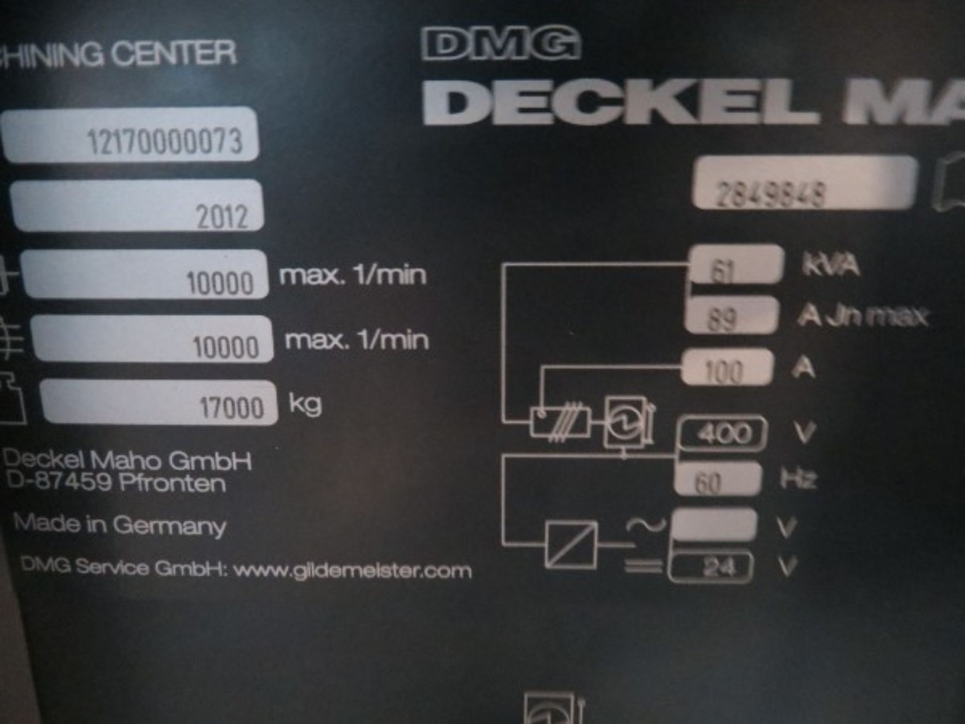 DMG DMU105 monoBlock 5-Axis Vertical Machining Center, Heidenhain 3D iTNC 530 control, 44.7" x 41.3" - Image 13 of 14