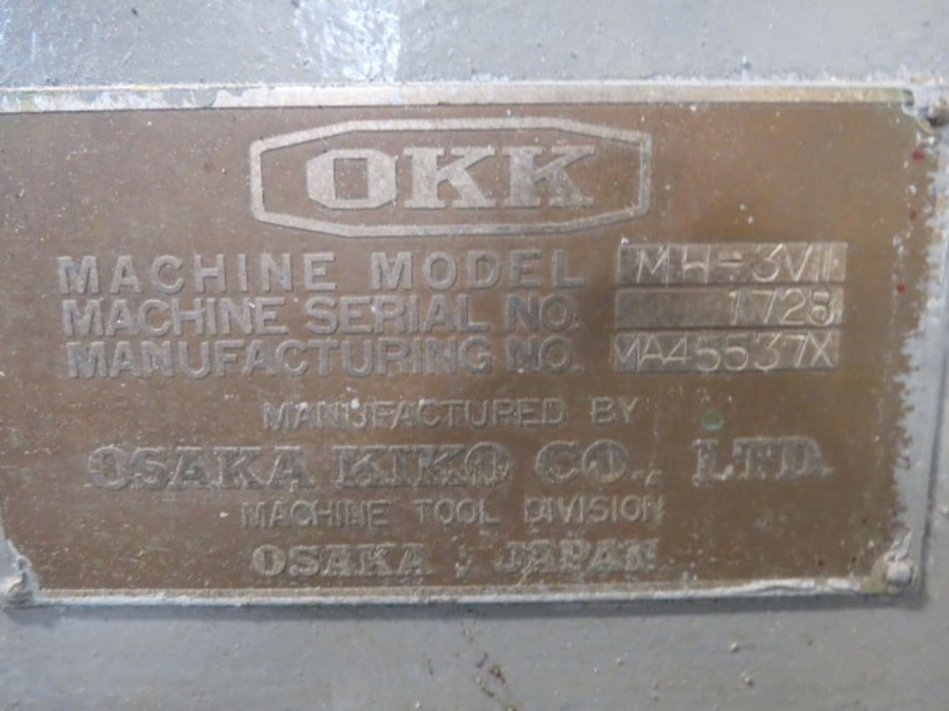 OKK Mill MH-3VII 15x65 Table S/N 1728 - Image 5 of 5