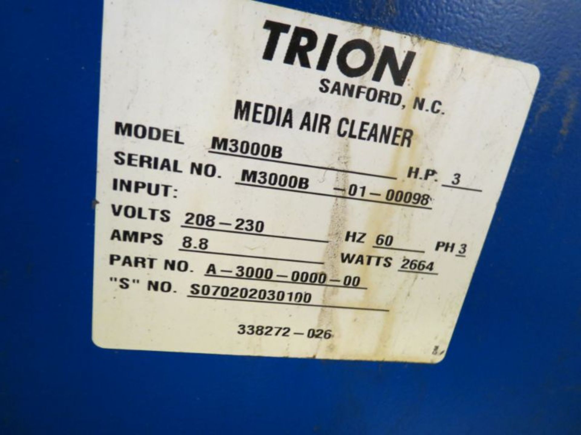 Air Trion M300B Smog Hog Dust Collector, s/n 01-00098 - Image 4 of 4