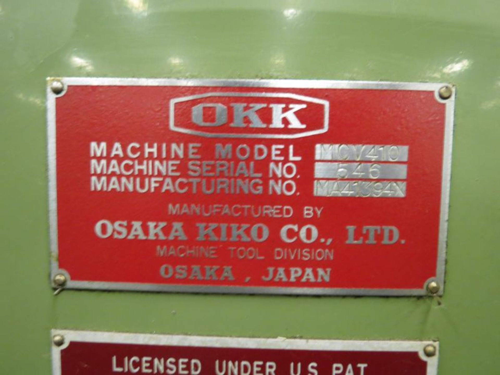 OKK MCV 410 Vertical CNC Machining Center, s/n 546 (Parts Only) - Image 6 of 7